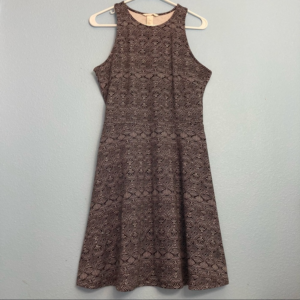 H&M Collection Geometric Circles Fit &Flare Dress - Black/White - Medium
